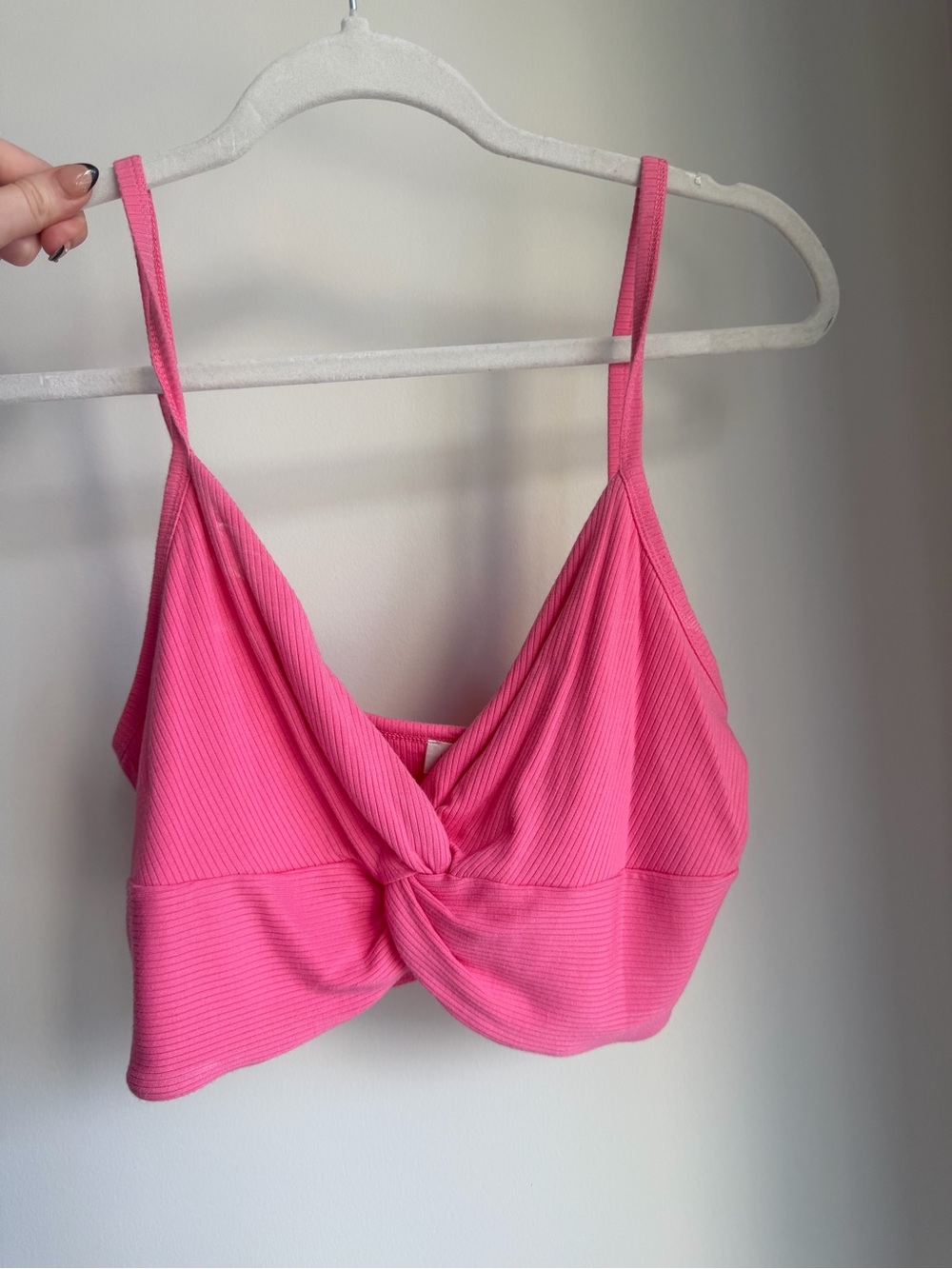 Women's Pink Wilfred Knot-Front Ribbed Cami Top